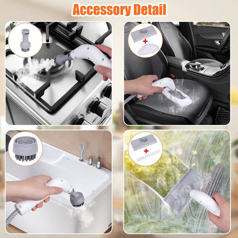 9 In 1 Handheld Steam Cleaner For Home Use Portable Steamer With High Pressure Cleaning Power Heats In 15 Seconds To 221F Two Point Six Bar Steam For Deep Grime Blast Great For Car Detailing Kitchen Upholstery Tile Grout Camping And More, cleaning stove, car seat, sink, window.
