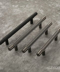 10 Pack Black Nickel Cabinet Pulls With 5 Inch Hole Centers T Bar Knurled Handles For Cabinets Closets Drawers Wardrobes AL3015AS
