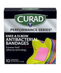 Tough As Nails Antibacterial Bandages For Elbows And Knees 3X3 Inch Super Grippy Hold Stops Slippage Flexes Smooth Around Joints Keeps Gunk Out 10 Pack Fast Recovery Gear packaging image with colorful bandages