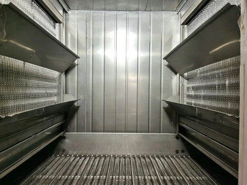Interior view of Heavy Duty Tunnel Freezer With Rock Solid Conveyor Belt for quick freeze meat seafood and veggies.