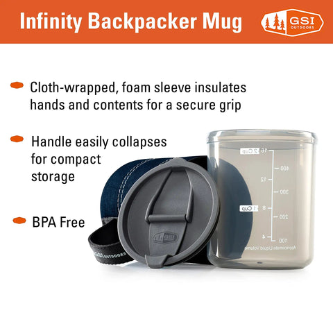 Lightweight Neoprene Backpacker Mug For Camping And Backpacking 17 Oz Spill Resistant Sip It Lid Ultralight Camp Cup