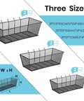 Six Piece Pegboard Basket Set Wall Mount Bins For Tools And Crafts In Black Three Sizes For Garage Workshop Slatwall Organization Durable