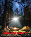 Gen 2 3000LM UFO Camping Lantern lighting campsite at night with glow illuminating trees and tents, rechargeably portable.