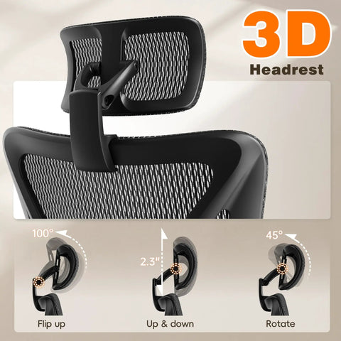 Ergonomic Office Chair With Footrest And 135 Degree Recline For All Day Comfort, adjustable 3D headrest with mesh back
