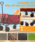 Collapsible Wagon Cart 102L 330 Lb Capacity Heavy Duty Portable Pull Cart with lockable wheels on sand terrain