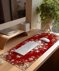 Massive 31.5 By 11.8 Inch Gaming Mouse Pad With Luxury Red Ornamental Pattern, Non Slip Desk Mat in home office setup