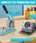 Photo Magnet And Badge Maker Kit With Press, Cutter, And 100 Magnetic Badge Sets For Easy Home Or Small Biz Projects
