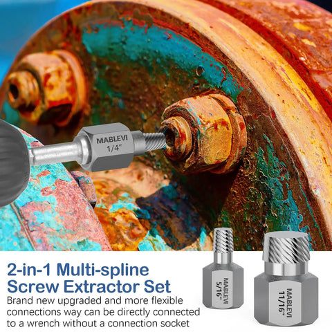 Close-up of metal pipe using 36 Piece Screw And Bolt Extractor Kit With Center Punch, Multi-Spline And Spiral Extractors