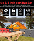Heavy Duty 250A Power Distribution Block Bus Bar For 12 To 48 Volt Automotive Marine Rv And Boat Wiring on a campsite table.