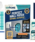 All In One Drywall Repair Kit With Wall Plate, Two Patch Compound Bags, Dual Grit Sanding Block And Trowel For Quick Hole Repair