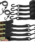 Heavy Duty 2200 Lb Ratchet Tie Down Straps 4 Pack 15 Ft Long Black Cargo Straps with hooks and buckles