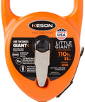 Front view of Pro Grade Chalk Line Reel With 110 Foot Reach, 12 Ounce Chalk Capacity, orange with steel crank handle.