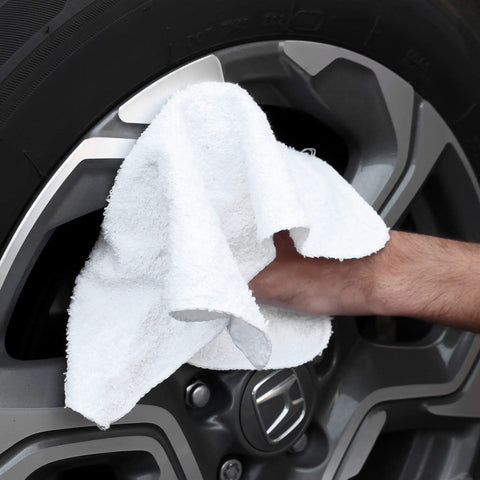 Heavy Duty Terry Cloth Rags For Cleaning, Absorbent Quick Dry Bar Mops, Washable Cotton Blend Wipes used on car wheel