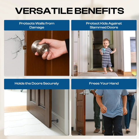 Grip Tight Magnetic Door Stops No Hassle Drilling With Dependable 3M Adhesive Tape To Keep Entryways Open; protecting walls and freeing hands.