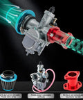 Carburetor Kit For Predator 212 And 224cc Engines With 26mm Throttle Assembly And Main Jets, A Simple Plug And Play Upgrade That Fits Coleman CT200U BT200X Mini Bikes KT196 Go Karts GX160 Clone 196cc Non Hemi And Baja MB200, showing components and airflow.