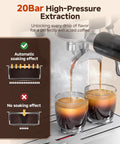 Espresso Machine With Built In Grinder And Milk Frother, 190-201F Temp Control, 44 Grind Settings, Touch Screen, Silver Finish, brewing coffee.