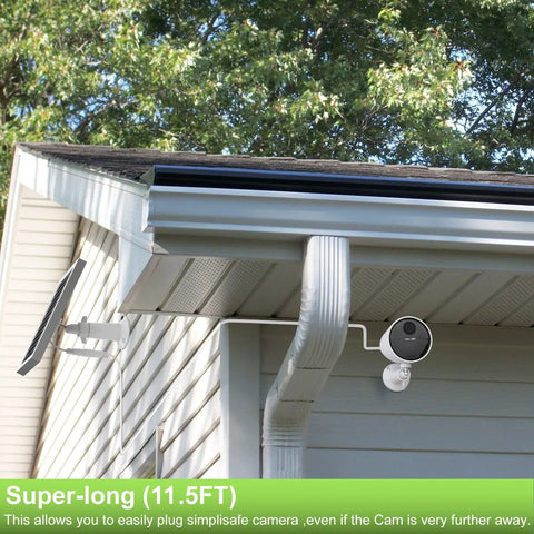 Solar Panel For Outdoor Security Camera Keeps Your SimpliSafe Outdoor Cam Juiced Round The Clock With Built In 2200mAh Battery on house gutter