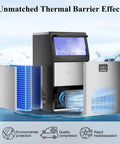 Built Tough Stainless Steel Ice Maker Cranks 110 Pounds Daily And Slaps 36 Clear Cubes Every 14 Minutes With Self Cleaning System And Built In Water Filter For Zero Hassle Home Or Cafe Runs, showing thermal barrier design.