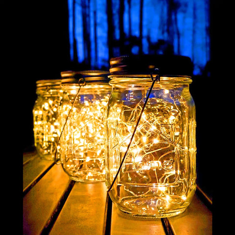 Lit Solar Mason Jar Lights 4 Pack With 30 LEDs Starry Fairy String Hanging Jar Lights For Outdoor Patio Garden Weddings Halloween