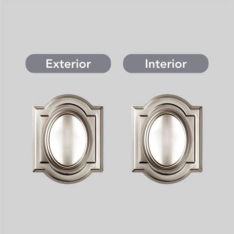 Interior Passage Door Knob In Satin Nickel With Microban Protection, Non Locking Hallway Closet Room Door Handle, two views