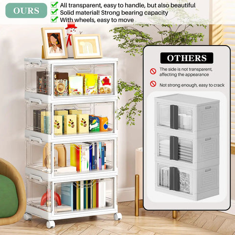 No Nonsense Clear Stackable Storage Bins With Snug Lids For Bedroom Closet Garage Organization Four Tier 23 Quart Each Dang Sturdy Plastic Totes Built Solid For Toys Crafts Clothes And Junk Drawer Cleanup Heavy Duty Performance That Holds Up