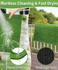 Two Pack 30X20 Inch Dog Potty Grass Training Turf Mats With Drainage Holes, washable, showing water drainage and drying outdoors.