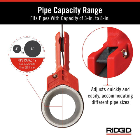 Straplock 7 Inch Strap Wrench Pipe Handle With Locking Design showing 3 to 8 inch pipe capacity and high visibility red finish