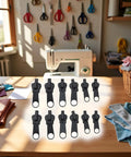 12 Piece Black Zipper Repair Kit With Replacement Sliders And Teeth Universal Fit For Jackets Pants Bags And More Pro DIY Ready