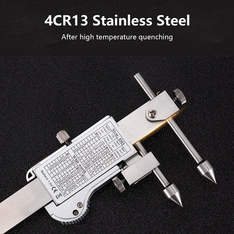 Offset Centerline Caliper For Hole Center Distance Measurement With Digital Vernier Ruler And Cone Probe Stainless Steel