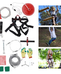 Backyard Zip Line Kit For Kids And Grownups, 330 Lb Weight Limit, Includes Spring Brake And Safety Harness, Easy Assembly, Durable Galvanized Cable.