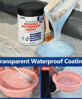 Heavy Duty Clear Waterproof Sealant 35 Ounce Slick Water Based Coating applied to surface with paintbrush for home repairs.