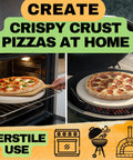 Ultimate 16 Inch Pizza Stone Set With Handles For Oven Or Grill Cordierite Round Stone Plus Wood Pizza Peel And Cutter Baking Stone For Bread And Pizza Making Kit Accessories Gifts For Food Lovers in oven and grill use.