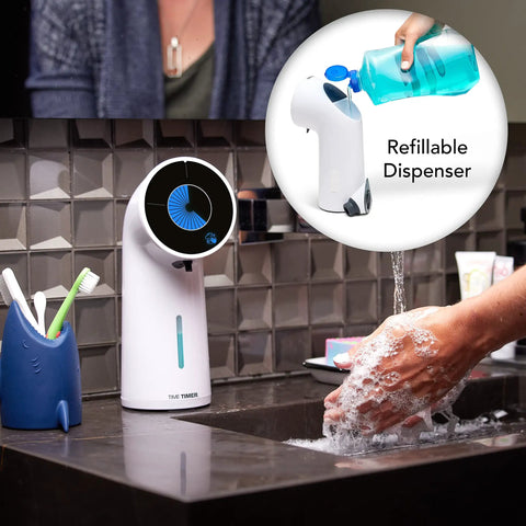 Hands Free Hassle Free Automatic Soap Dispenser With 30 Second Visual Countdown Timer For Kitchen Or Bath on sink