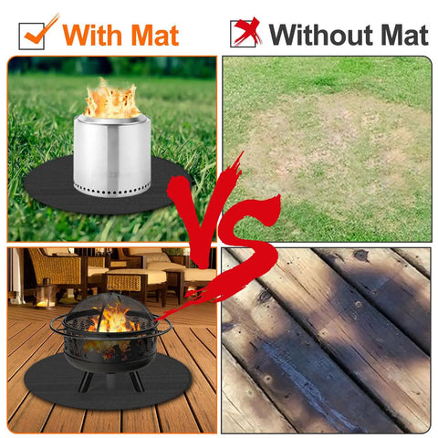 Comparison of outdoor grills on a 36 Inch Fire Pit Mat For Outdoor Grills And Fireplaces Double Sided Fireproof Waterproof Floor Protector Oil Proof Deck Pad For BBQs Solo Stove And Patio Use Heat Resistant Up To 2000F versus direct heat impact.