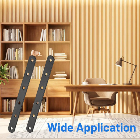 16 Pack Beefy Straight Wood Brackets Heavy Duty Metal Braces 7.68 Inch Flat Mending Plates in a home office setting