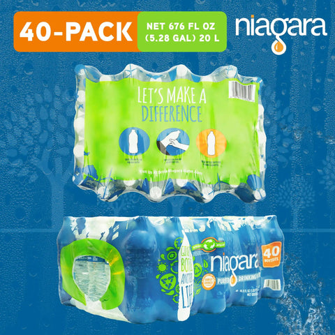Purified Drinking Water Bulk Pallet Pack 1920 Bottles Of 16.9 Ounce Each In 48 Cases packaging with 40-pack label