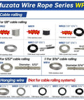 Muzata Wire Rope Series for cable railing, including 500 Foot One Eighth Inch T316 Stainless Steel Cable For Indoor Outdoor Deck Railings.
