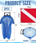 Two Pack Lobster Clam Mesh Dive Bags With Dive Flags 20 By 24 Inches Catch Bags size and weight details