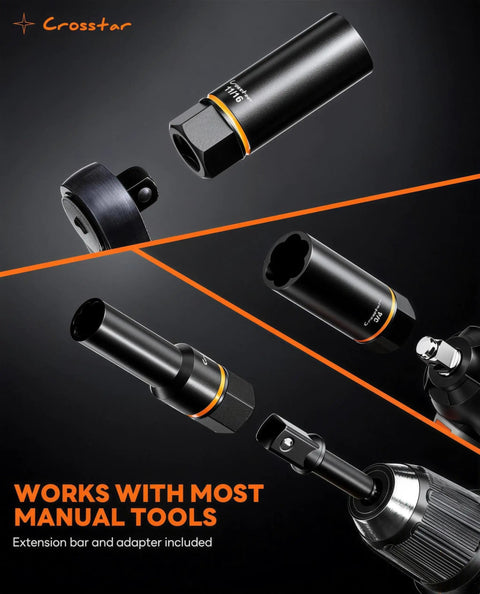 25 Piece Bolt Extractor Kit With Beast Bite No Slip, 3/8 Inch Drive Screw And Nut Remover Set, extension bar, adapter