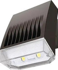 Crosstour 58W Outdoor Integrated LED Wall Pack With Photocontrol 120V Refractive Lens Bronze Finish Die Cast Aluminum