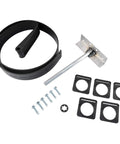 Tough As Nails RV Slide Out Floor Protector Plate with mounting hardware including rubber band, metal plate, screws, and brackets.