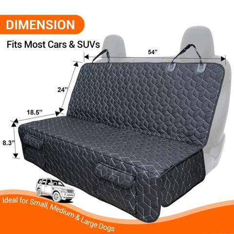 Waterproof Dog Car Seat Cover For SUVs Back Seat Heavy Duty Nonslip Bench Protector dimensions and fit guide