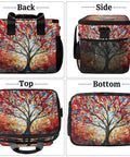 Insulated Picnic Backpack Lunch Bag For Women And Men Colorful Trees Design with views of top, side, back, bottom angles