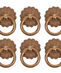 Antique Brass Drawer Pulls 6 Pack Vintage Ring Handles With Screws 30mm Retro Cabinet Cupboard Door Knobs For Kitchen Furniture Hardware