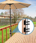 Outdoor deck setup with umbrella using 4 Pack Pole Mounting Kit With Mast Brackets For Antenna Flagpole Post Tube Clamp Holder Street Sign Mounting Hardware For Light Poles All In One Outdoor Pole Mounting Kit