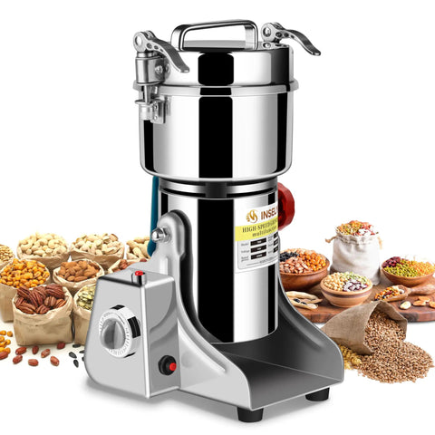 Heavy Duty Electric Grain Mill Grinder 750G Capacity For Home Kitchen 2200W 25000 RPM Copper Motor with food ingredients