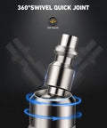 2 Pack Closed Ball Air Chucks With 360 Degree Swivel Plug For Leak Free Tire Inflation Hose Safe Design Keeps Hoses From Scratching Fittings Easy Quick Connect Pneumatic Adapters Durable Brass Build, 360° swivel plug