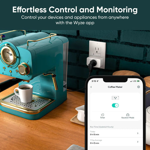 Two Pack 2.4GHz WiFi Smart Plugs For Hands Free Voice Control, Works With Alexa And Google Assistant, IFTTT Compatible, No Hub Needed, White, Compact Sockets For Easy Power On And Off controlling coffee maker