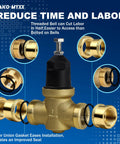 1-inch NR3XL pressure reducing valve with double union FNPT connections; brass body with stainless steel screen