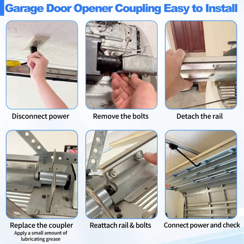 Step-by-step installation of Screw Drive Coupler for Garage Door Opener Systems, Aluminum Sprocket Replacement in progress